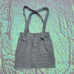 Black and White Checkered Women's Skirt With Shoulder Straps! Size 2